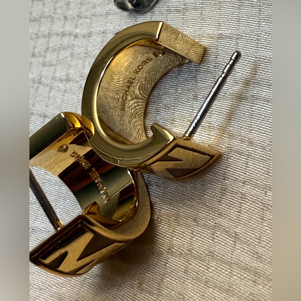 Gold Michael Kors Men's Hoop Earrings - Picture 10 of 16